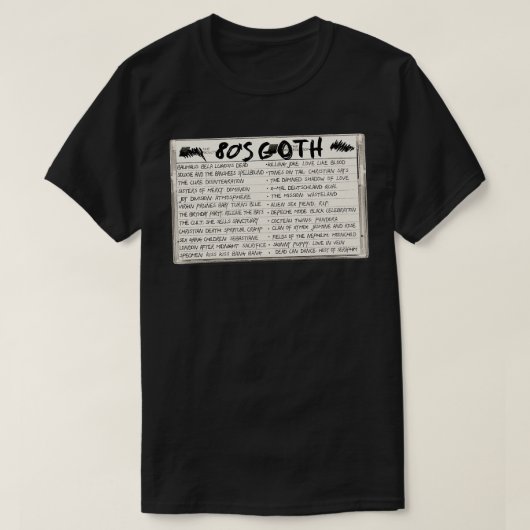 80s Gothic Mix Tape Cassette T-shirt (Design voorkant)