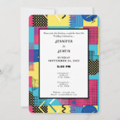 80s Graphics Retro Pattern Wedding Invitation Kaart (Voorkant)