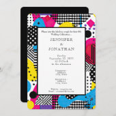 80s Graphics Retro Pattern Wedding Invitation Kaart (Voorkant / Achterkant)