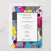 80s Graphics Retro Pattern Wedding Invitation Kaart (Voorkant)