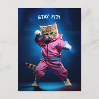 80s Gym Kitten Briefkaart