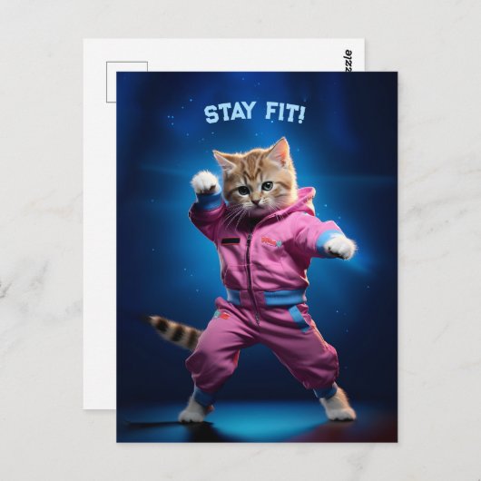 80s Gym Kitten Briefkaart (Voorkant / Achterkant)
