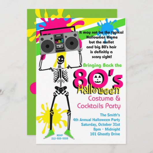 80s Halloween Uitnodiging (Voorkant / Achterkant)