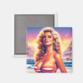 80s hete strand pin-up magneet (Voorkant / Achterkant)