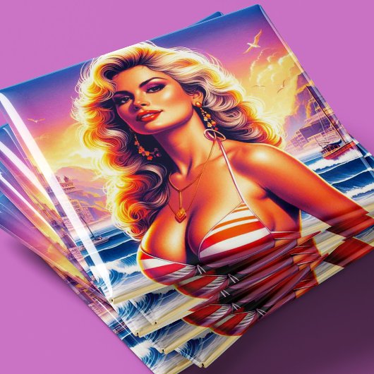 80s hete strand pin-up magneet