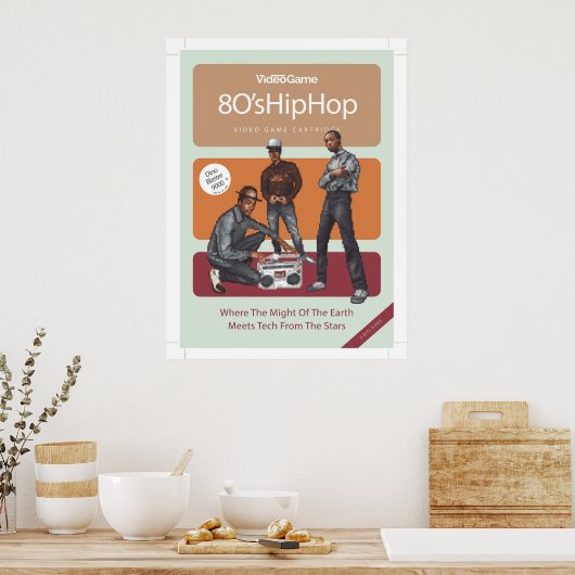 80s hiphop pixel art poster (Keuken)