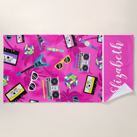 80s hiphop roze strandlaken (Voorkant)