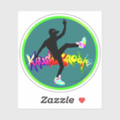 80s hiphopdanser KrushGroove neon ronde sticker (Vel)