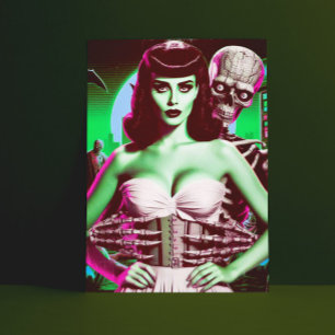 80s Horror VHS Meisje Briefkaart