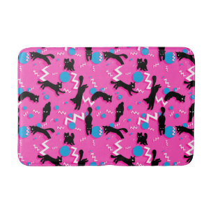 80s Katten Black Pink Geometric Memphis Pattern Badmat