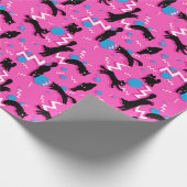 80s Katten Black Pink Geometric Memphis Pattern Cadeaupapier (Hoek)