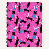 80s Katten Black Pink Geometric Memphis Pattern Notitieboek (Voorkant)