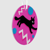 80s Katten Black Pink Geometric Memphis Pattern Ornament (voorkant)