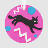 80s Katten Black Pink Geometric Memphis Pattern Ornament (achterkant)
