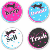 80s Katten Zwarte Roze Geometrische Konmari Organi Sticker (Voorkant)