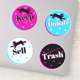 80s Katten Zwarte Roze Geometrische Konmari Organi Sticker