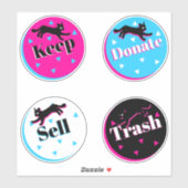 80s Katten Zwarte Roze Geometrische Konmari Organi Sticker (Vel)