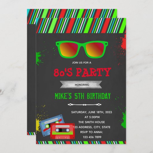 80s-kerstfeestdag kaart (Voorkant / Achterkant)