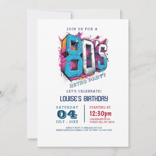 80s Klassieke en Eenvoudige Retro Partij Kaart (Voorkant)