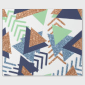 80s Kleur Abstract | Navy Roos Gold Mint 90s Cadeaupapier (Vlak)