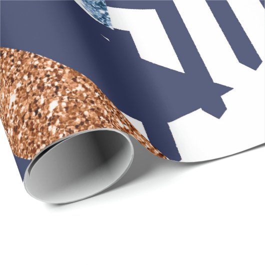 80s Kleur Abstract | Navy Roos Gold Mint 90s Cadeaupapier (Rol Hoek)