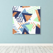 80s Kleur Abstract | Navy Roos Gold Mint 90s Canvas Afdruk (Insitu (Houten vloer))