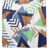 80s Kleur Abstract | Navy Roos Gold Mint 90s Douchegordijn (Voorkant)