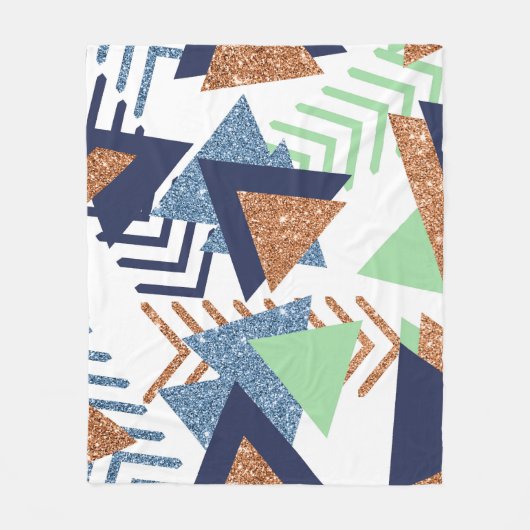 80s Kleur Abstract | Navy Roos Gold Mint 90s Fleece Deken (Voorkant)