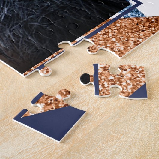 80s Kleur Abstract | Navy Roos Gold Mint 90s Foto Legpuzzel (Zijkant)