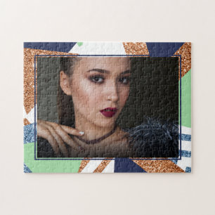 80s Kleur Abstract   Navy Roos Gold Mint 90s Foto Legpuzzel