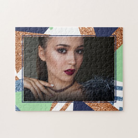 80s Kleur Abstract | Navy Roos Gold Mint 90s Foto Legpuzzel (Horizontaal)