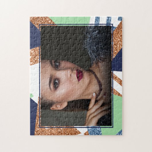 80s Kleur Abstract | Navy Roos Gold Mint 90s Foto Legpuzzel (Verticaal)