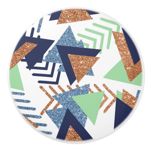 80s Kleur Abstract | Navy Roos Gold Mint 90s Keramische Knop (Voorkant)