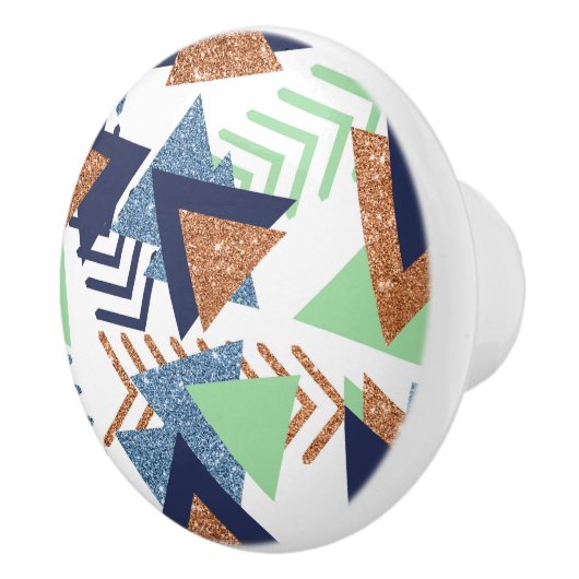 80s Kleur Abstract | Navy Roos Gold Mint 90s Keramische Knop (Rechts)