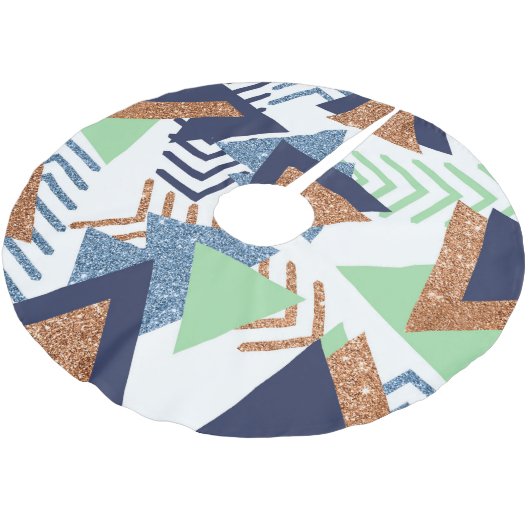 80s Kleur Abstract | Navy Roos Gold Mint 90s Kerstboom Rok (Gekanteld)