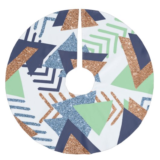 80s Kleur Abstract | Navy Roos Gold Mint 90s Kerstboom Rok (Voorkant)