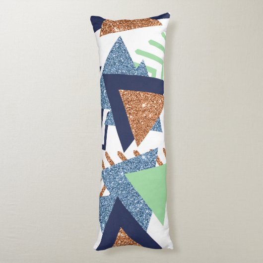 80s Kleur Abstract | Navy Roos Gold Mint 90s Lichaamskussen (Achterkant (Verticaal))