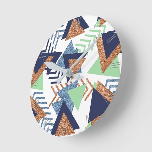 80s Kleur Abstract | Navy Roos Gold Mint 90s Ronde Klok (Hoek)