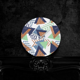 80s Kleur Abstract   Navy Roos Gold Mint 90s Ronde Klok