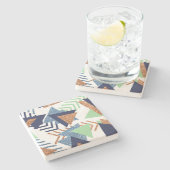 80s Kleur Abstract | Navy Roos Gold Mint 90s Stenen Onderzetter (Zijkant)