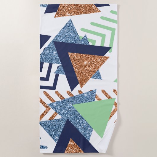 80s Kleur Abstract | Navy Roos Gold Mint 90s Strandlaken (Voorkant)