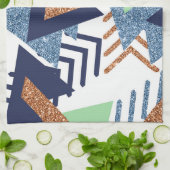 80s Kleur Abstract | Navy Roos Gold Mint 90s Theedoek (Gevouwen)