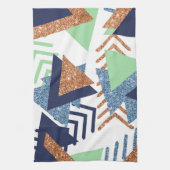 80s Kleur Abstract | Navy Roos Gold Mint 90s Theedoek (Verticaal)