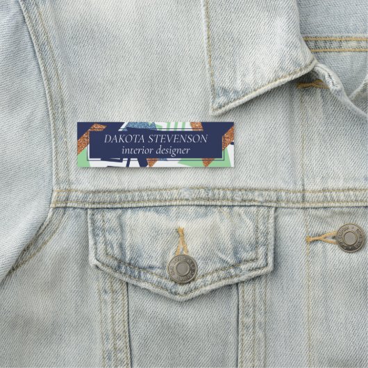 80s Kleur Abstract | Navy Roos Gold Mint Branding Naamplaatje (In situ)