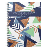 80s Kleur Abstract | Navy Roos Gold Mint Branding Notitieboek (Voorkant)