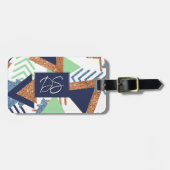 80s Kleur Abstract | Navy Roos Gold Mint Custom Bagagelabel (Voorkant horizontaal)