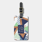 80s Kleur Abstract | Navy Roos Gold Mint Custom Bagagelabel (Voorkant verticaal)