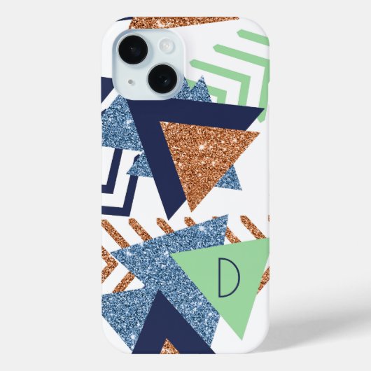 80s Kleur Abstract | Navy Roos Gold Mint Custom Case-Mate iPhone Case (Achterkant)