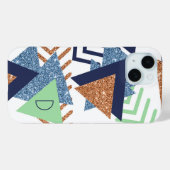 80s Kleur Abstract | Navy Roos Gold Mint Custom Case-Mate iPhone Case (Achterkant (horizontaal))