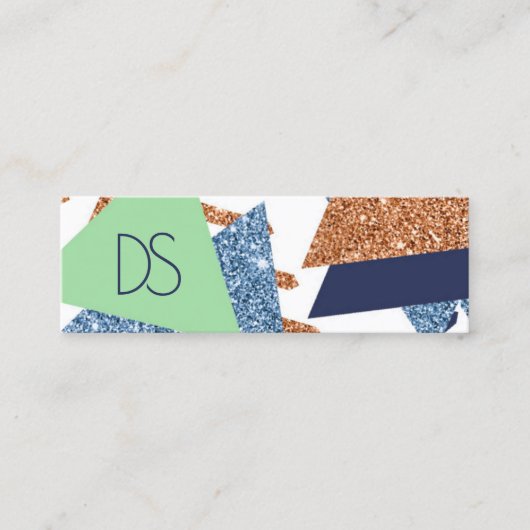 80s Kleur Abstract | Navy Roos Gold Mint Custom Mini Visitekaartje (Voorkant)